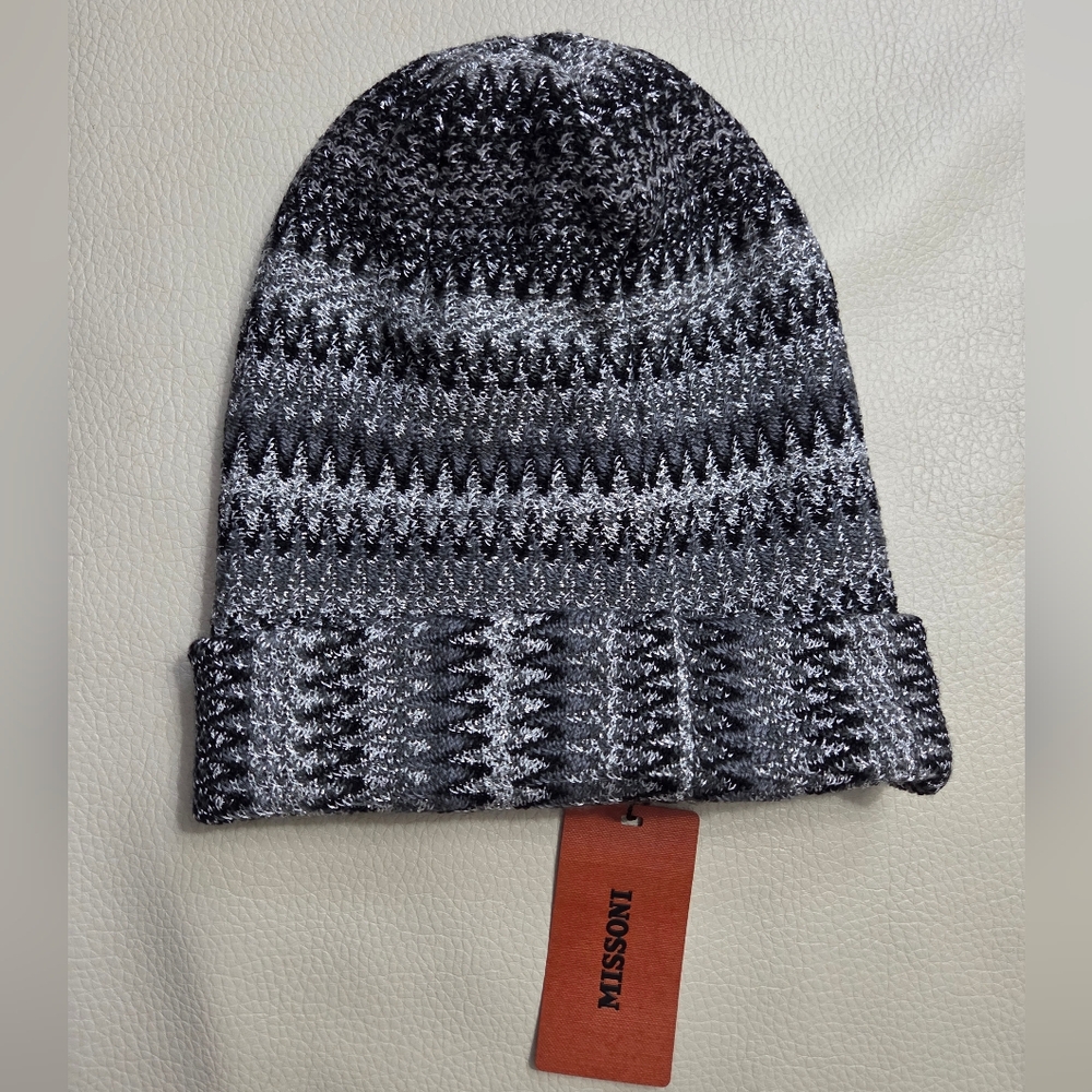 NWT - Missoni Unisex Zig Zag Wool Blended Beanie - Made In Italy